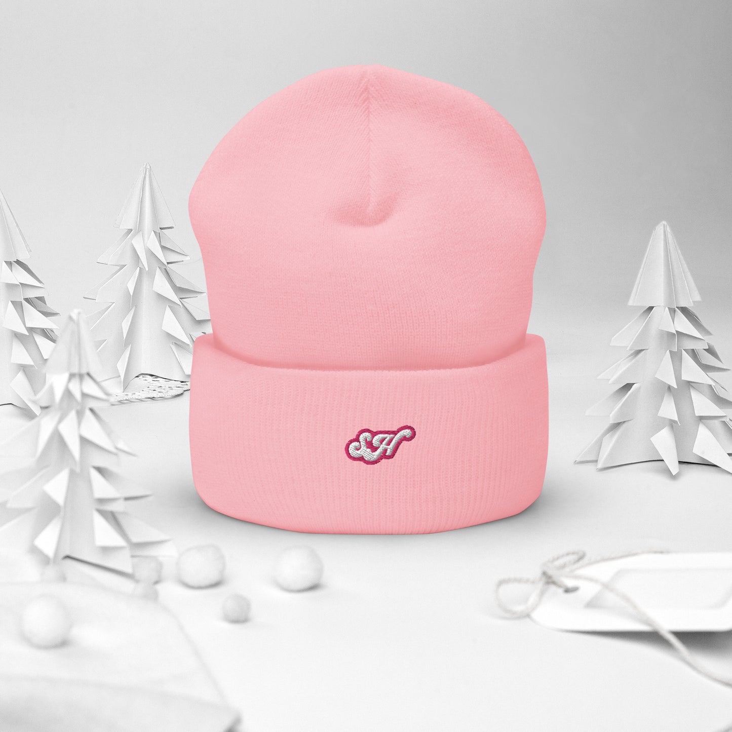 GREEN pink SH Cuffed Beanie