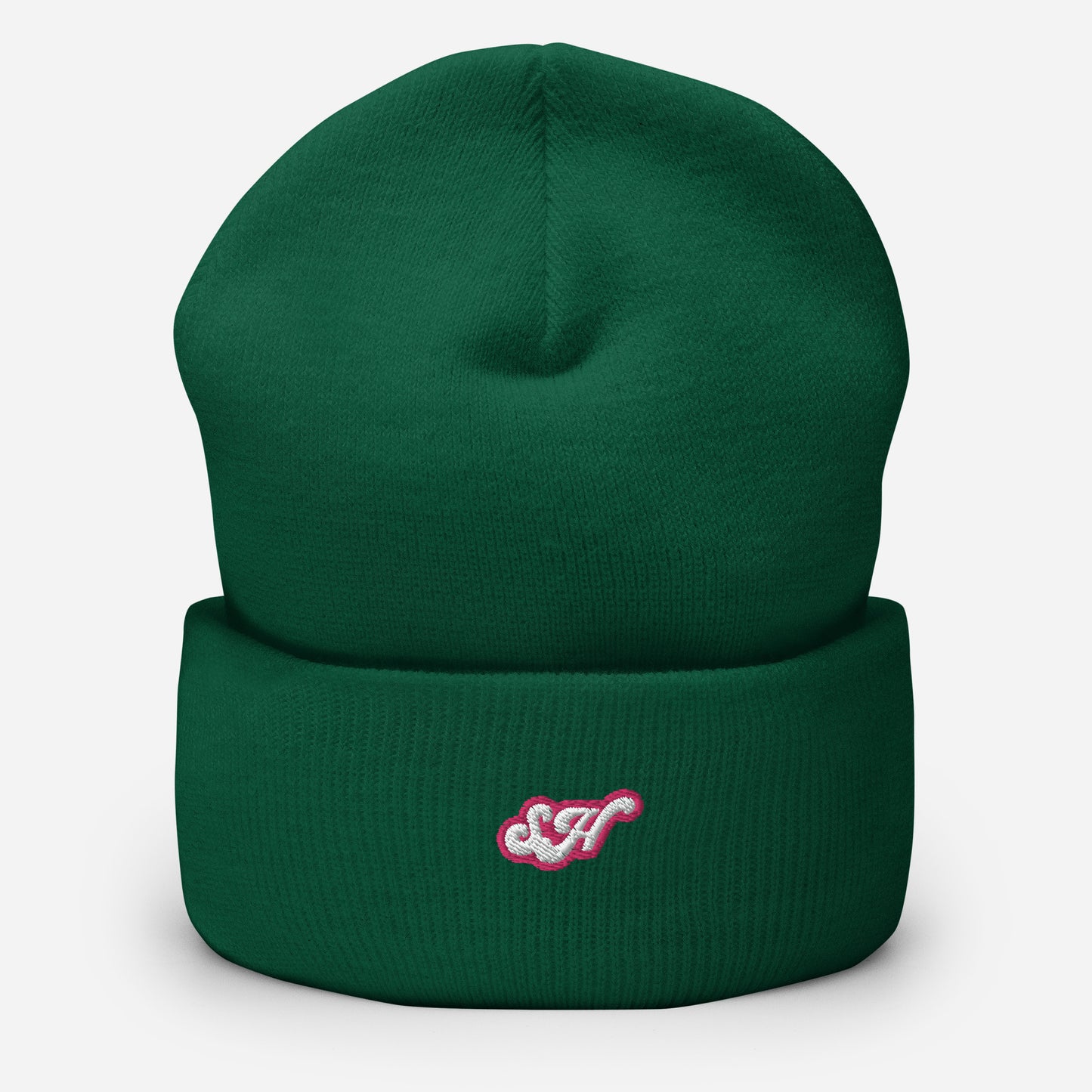 GREEN pink SH Cuffed Beanie