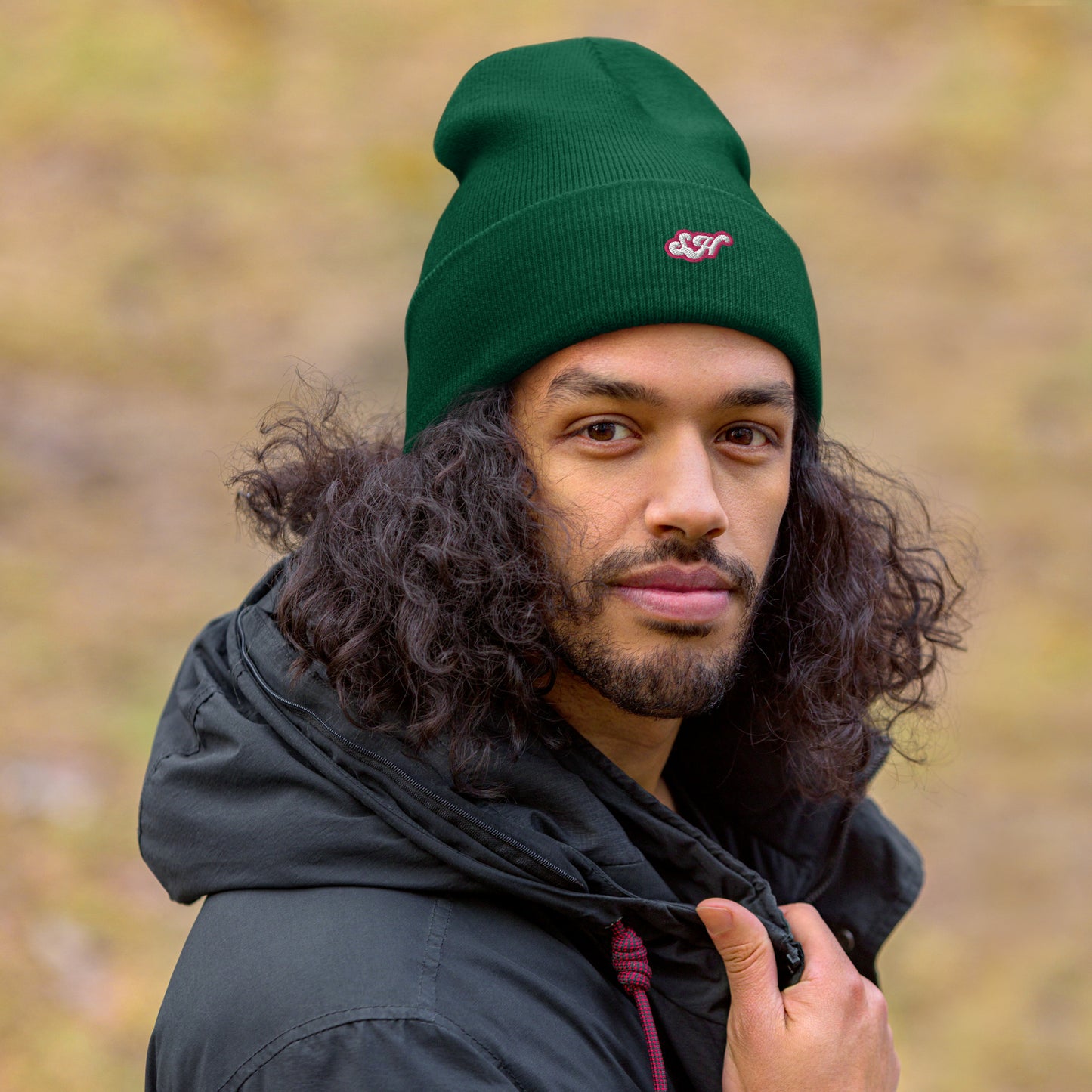 GREEN pink SH Cuffed Beanie