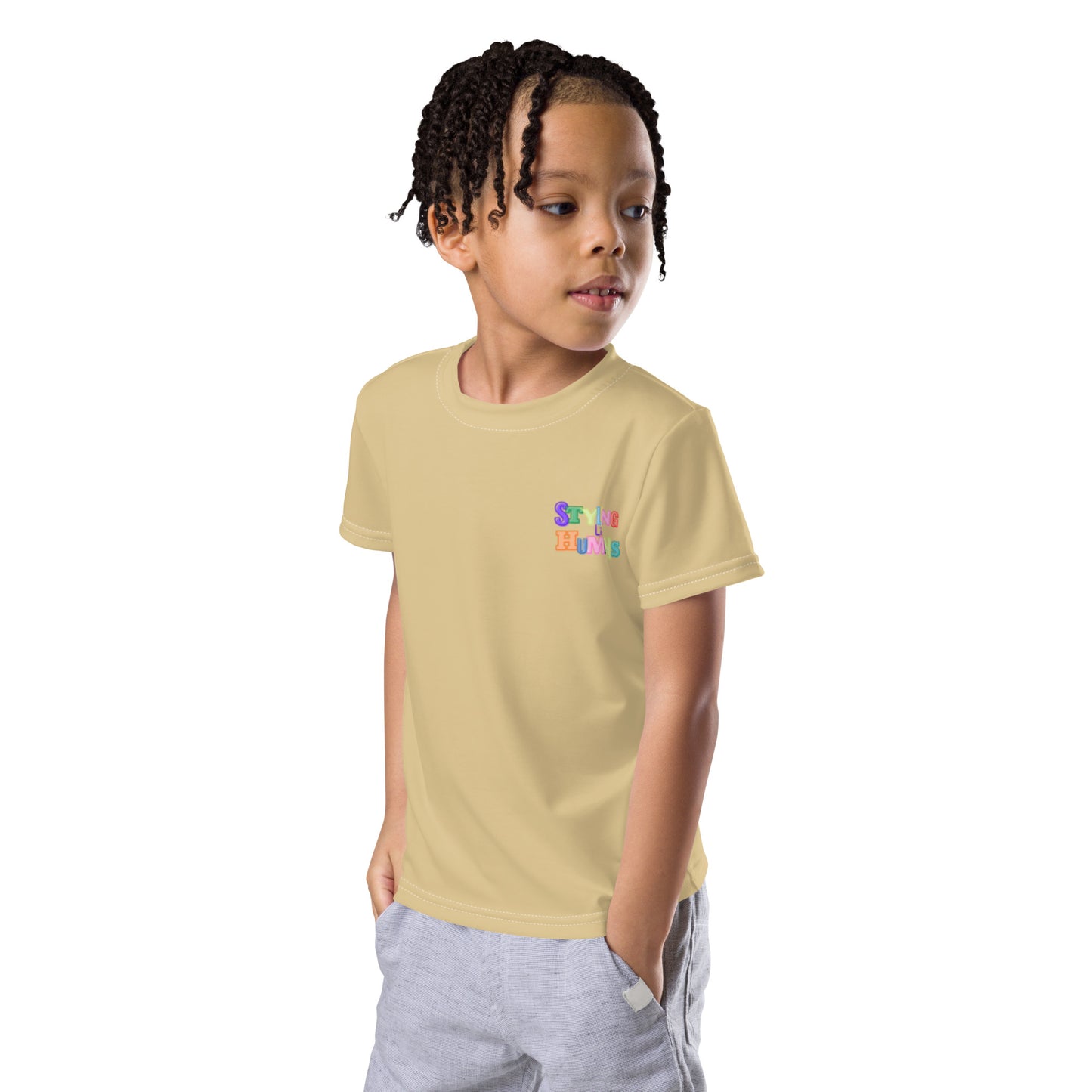 Kids crew neck t-shirt tan