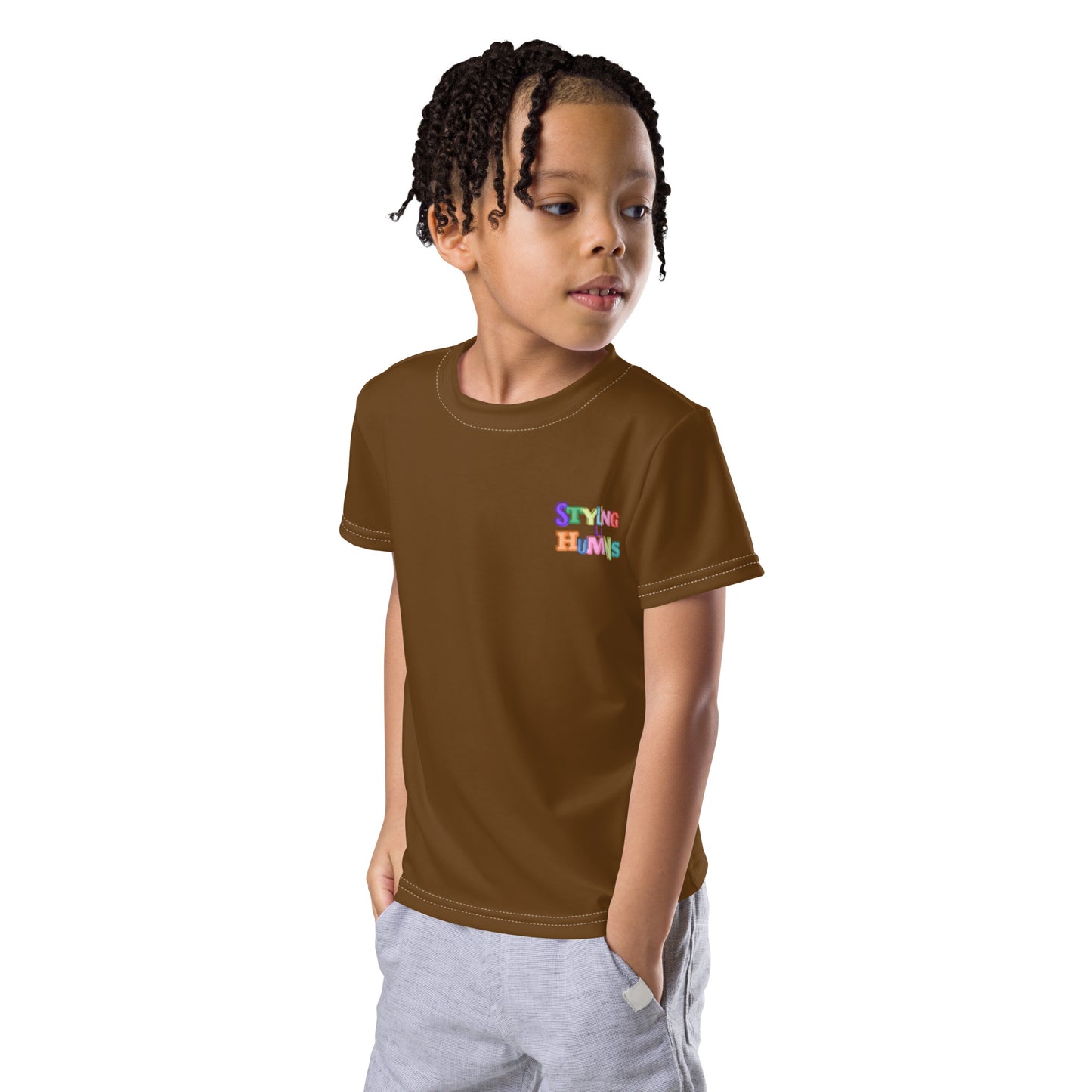 Kids crew neck t-shirt brown
