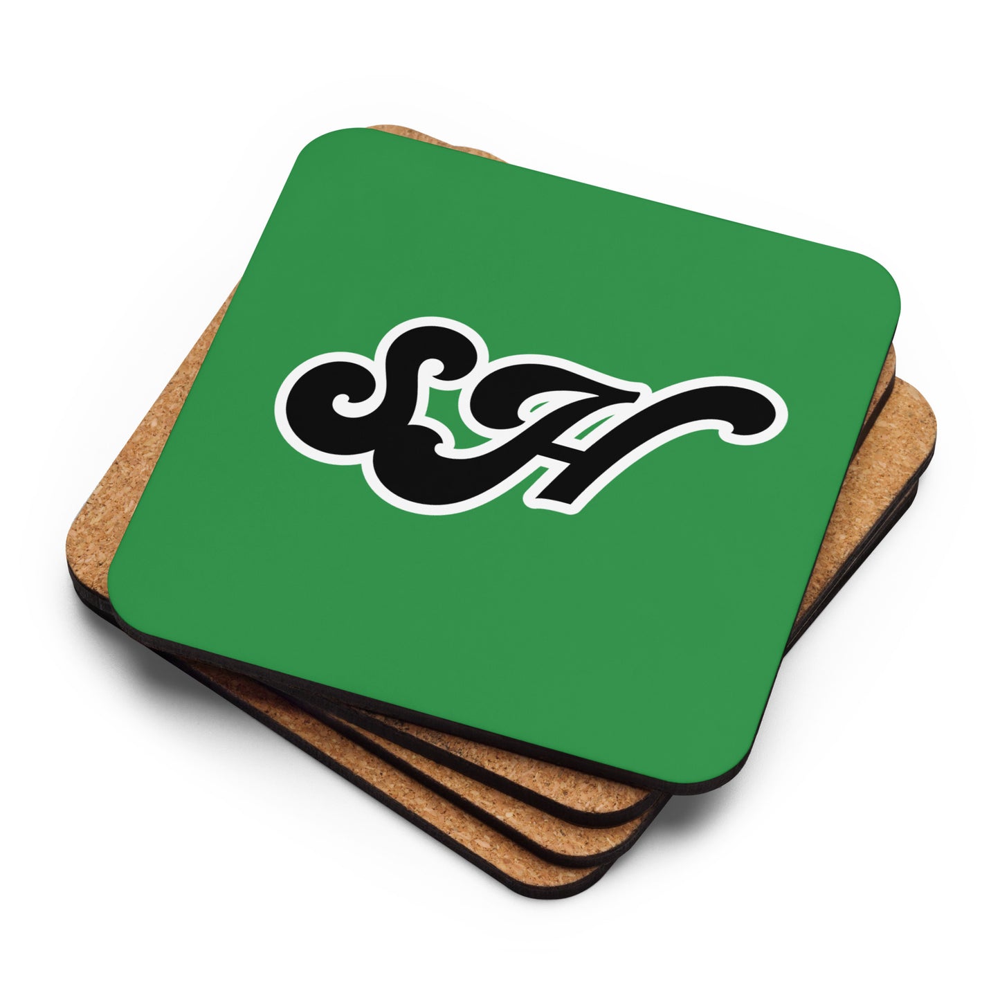 SH Bottega Green Cork-back coaster